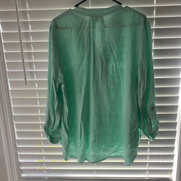 Soft Green Linen Blend Blouse PXL - Picture 11 of 13